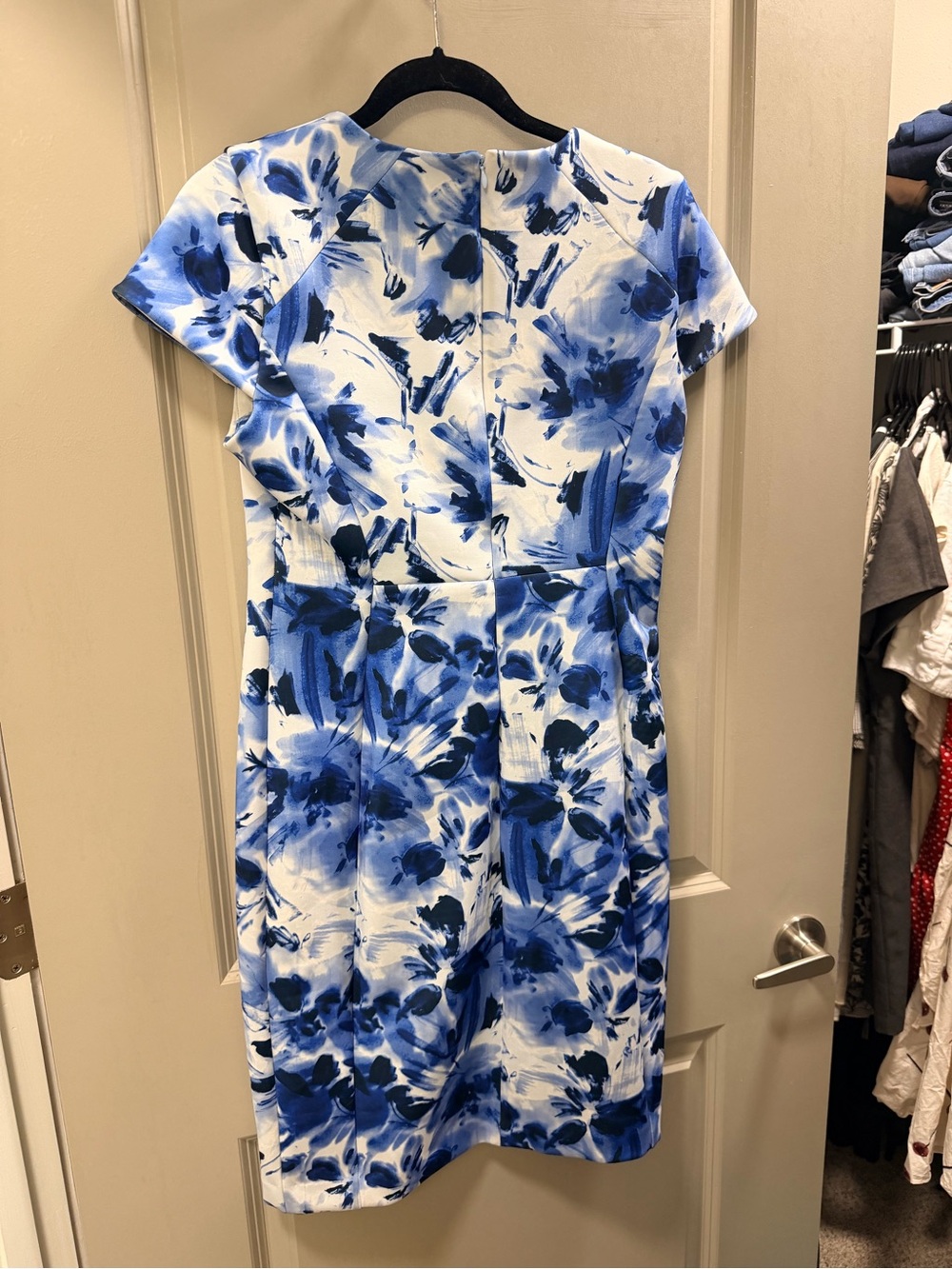 Calvin Klein Blue & White Floral Sheath Dress